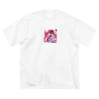 RUI_のオリジナルショップのかわいい女の子のキャラクターグッズ ビッグシルエットTシャツ