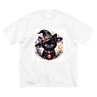 黒猫ギャラリー🐈‍⬛の黒猫の魔法使い ビッグシルエットTシャツ