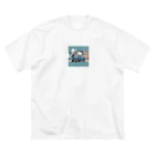 Su Shopの青い車２ ビッグシルエットTシャツ