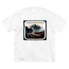天明裕司の霧の中の静寂な山々 ビッグシルエットTシャツ