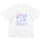 かこい亭／SUZURI店のYAMiKAWA-shark_WH ビッグシルエットTシャツ