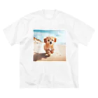 華の可愛らしい子犬 ビッグシルエットTシャツ