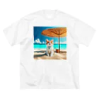 猫と紡ぐ物語の南国の海で一時のバカンスを楽しむ Big T-Shirt