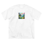 キラキラとどうぶつの魔法の国の白ウサギ Big T-Shirt