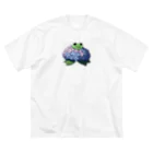 終わらない夢🌈の紫陽花の花と可愛いアマガエル🐸 ビッグシルエットTシャツ