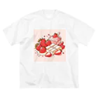 すとろべりぃの苺とピンクとホワイトチョコレートが可愛い3 ビッグシルエットTシャツ