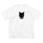 Midnight Starry Jamのみている猫 ビッグシルエットTシャツ