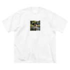 kokin0の水辺を走る犬 dog runnning on the water ビッグシルエットTシャツ