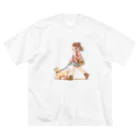 南国のかわいい犬と散歩をする女性 Big T-Shirt