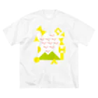 inae-doの朱鷺と金山（白背景つき） ビッグシルエットTシャツ