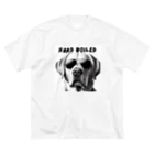 ビビりな番犬くんのハードボイルド犬ラブラドール ビッグシルエットTシャツ