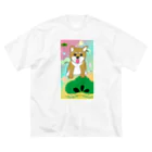 Lily bird（リリーバード）のにこにこ柴犬 和柄② ビッグシルエットTシャツ