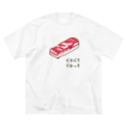 m :)の豚バラブロック ビッグシルエットTシャツ