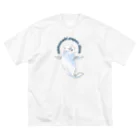 nemunoki paper itemのシロイルカさん（文字青） ビッグシルエットTシャツ