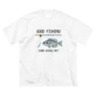 猫と釣り人のブルーギル_1 ビッグシルエットTシャツ