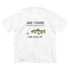 猫と釣り人のアユ_1 ビッグシルエットTシャツ