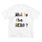 Who is the HERO? みやげもの屋のピクセルもじ と ボクセルきょうだい（黒文字） Big T-Shirt