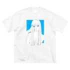 🥺👉🏻👈🏻🍬のピースは永遠のトレンド(ブルー) ビッグシルエットTシャツ