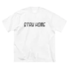 SANKAKU DESIGN STOREのSTAY HOME ブラック。 ビッグシルエットTシャツ