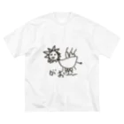 カカシドットコムの長男の絵　ライオン ビッグシルエットTシャツ