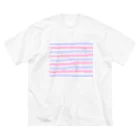 NYACHA&BOOCHAのにゃーちゃ、茶畑ボーダー(夕闇) ビッグシルエットTシャツ