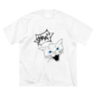 猫耳亭白猫の猫大好き人生ツアー(black) ビッグシルエットTシャツ