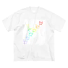 🌸会津光三🌸のネコ&ウマ レインボー ビッグシルエットTシャツ