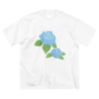 気ままに創作　よろず堂のあじさい　青 ビッグシルエットTシャツ