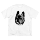 愛犬のドッグフード代を稼ぐTシャツ屋さんのにっこり犬マメ(モノトーン) ビッグシルエットTシャツ