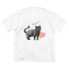 nemunoki paper itemの幸せの黒猫 ビッグシルエットTシャツ