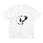Yamaのデザイン部屋のモノクロームな猫 ビッグシルエットTシャツ