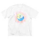 まめるりはことりのまるまるセキセイインコ【まめるりはことり】 ビッグシルエットTシャツ