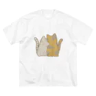 かわいいもののおみせ　いそぎんちゃくの表裏印刷　仲良し猫　鯖トラ&サビ ビッグシルエットTシャツ