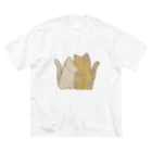 かわいいもののおみせ　いそぎんちゃくの表裏印刷　仲良し猫　キジトラ&サビ ビッグシルエットTシャツ