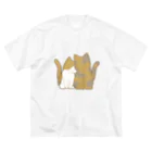 かわいいもののおみせ　いそぎんちゃくの表裏印刷　仲良し猫　三毛&サビ ビッグシルエットTシャツ