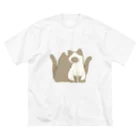 かわいいもののおみせ　いそぎんちゃくの表裏印刷　仲良し猫　黒&ポインテッド ビッグシルエットTシャツ