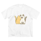 かわいいもののおみせ　いそぎんちゃくの表裏印刷　仲良し猫　茶トラ&ポインテッド Big T-Shirt