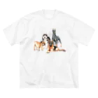 SANKAKU DESIGN STOREのちょっぴり強面の大きい犬たち。 ビッグシルエットTシャツ