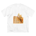 飼主屋の食う寝る遊ぶコーギーのロッキー ビッグシルエットTシャツ