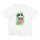 wokasinaiwoのリボンももちゃん ビッグシルエットTシャツ