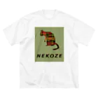 ニャムのアトリエのNEKOZEカーキ ビッグシルエットTシャツ