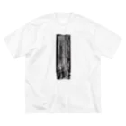 Ovalandの黒アート・塗装ひび割れ抽象画 ビッグシルエットTシャツ