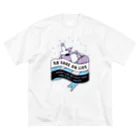 SANKAKU DESIGN STOREのNO SAKE NO LIFE。 レトロな紫×青 ビッグシルエットTシャツ