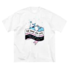 SANKAKU DESIGN STOREのNO SAKE NO LIFE。 レトロな青×赤 ビッグシルエットTシャツ