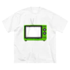 illust_designs_labのレトロな昭和の可愛い緑色テレビのイラスト 画面オン ビッグシルエットTシャツ