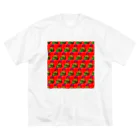 Mieko_Kawasakiのハッピーハンバーガータイム　AO 赤 ビッグシルエットTシャツ