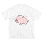 まいにち大変だけどほのぼのって大事の告白ブタさん ビッグシルエットTシャツ