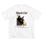 ひよっこデザインの凛々しい黒猫 ビッグシルエットTシャツ