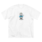 ゆきだるまころころのねこの王子様＊ブルー ビッグシルエットTシャツ