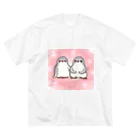 ヤママユ(ヤママユ・ペンギイナ)のふたごのジェンツーペンギン(dotpink) ビッグシルエットTシャツ